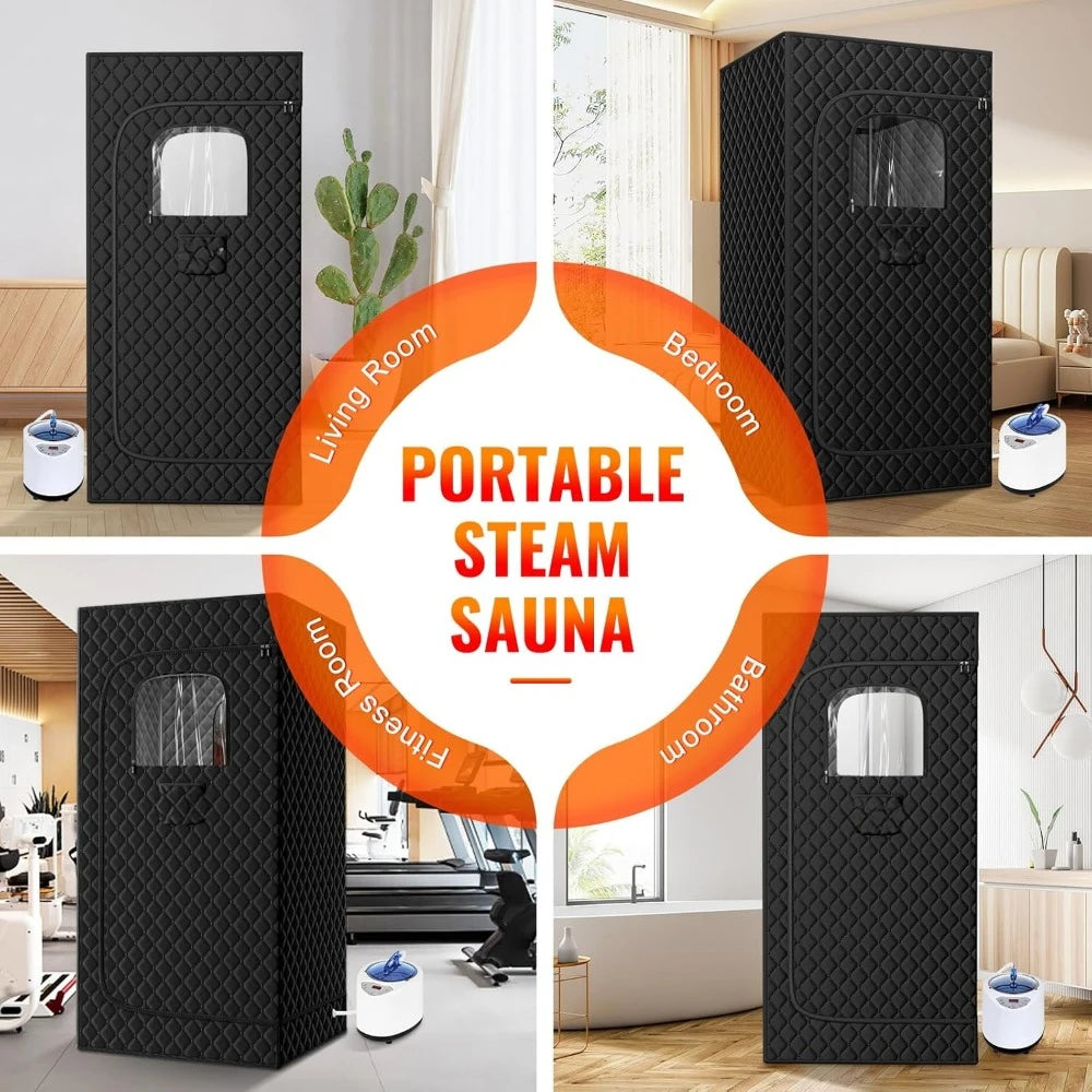 Portable Steam Sauna, Portable Sauna for Home, Sauna Tent Sauna Box with 2.6L Steamer, Remote Control, Folding Chair, 9 Levels