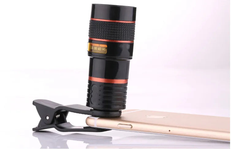 (1) 8 xZoom Optical Phone Telescope Portable Mobile Phone Telephoto Camera Lens and Clip for iPhone7 Samsung Xiaomi Huawei LG Sony