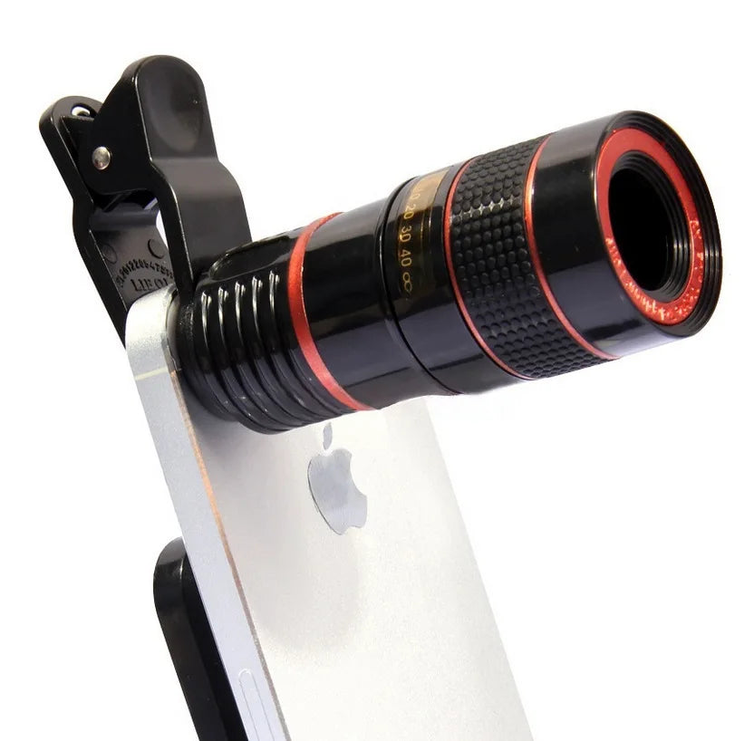 (1) 8 xZoom Optical Phone Telescope Portable Mobile Phone Telephoto Camera Lens and Clip for iPhone7 Samsung Xiaomi Huawei LG Sony