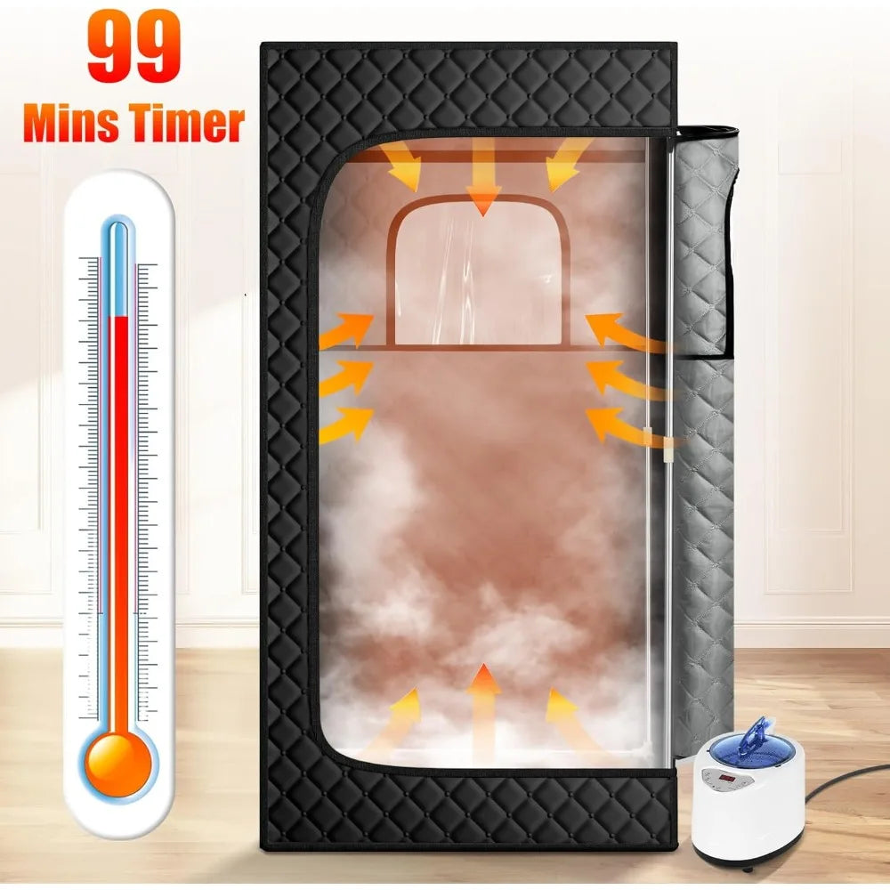 Portable Steam Sauna, Portable Sauna for Home, Sauna Tent Sauna Box with 2.6L Steamer, Remote Control, Folding Chair, 9 Levels