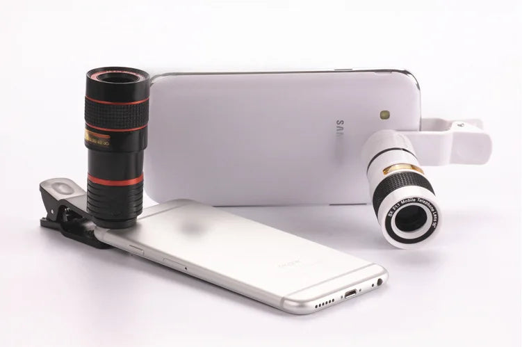 (1) 8 xZoom Optical Phone Telescope Portable Mobile Phone Telephoto Camera Lens and Clip for iPhone7 Samsung Xiaomi Huawei LG Sony