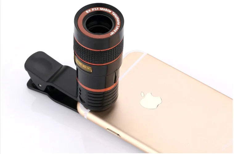 (1) 8 xZoom Optical Phone Telescope Portable Mobile Phone Telephoto Camera Lens and Clip for iPhone7 Samsung Xiaomi Huawei LG Sony