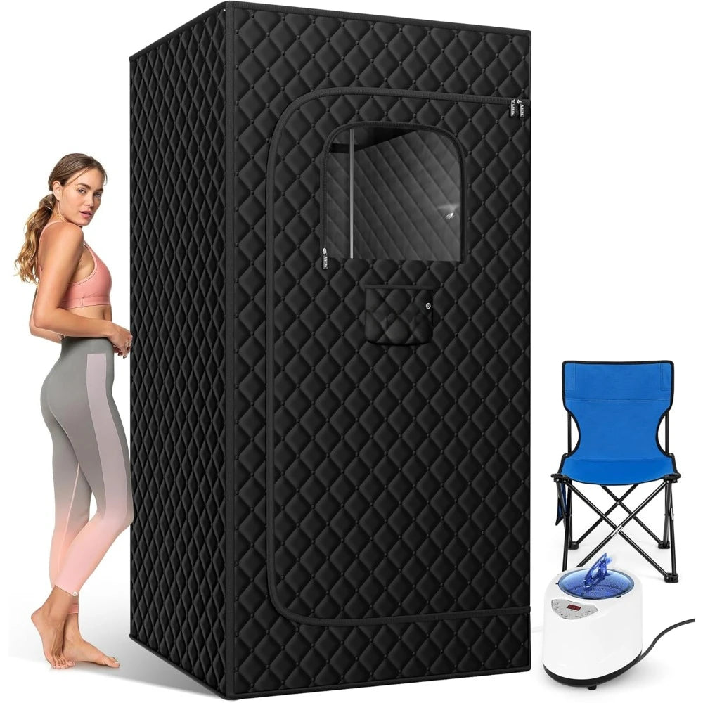 Portable Steam Sauna, Portable Sauna for Home, Sauna Tent Sauna Box with 2.6L Steamer, Remote Control, Folding Chair, 9 Levels