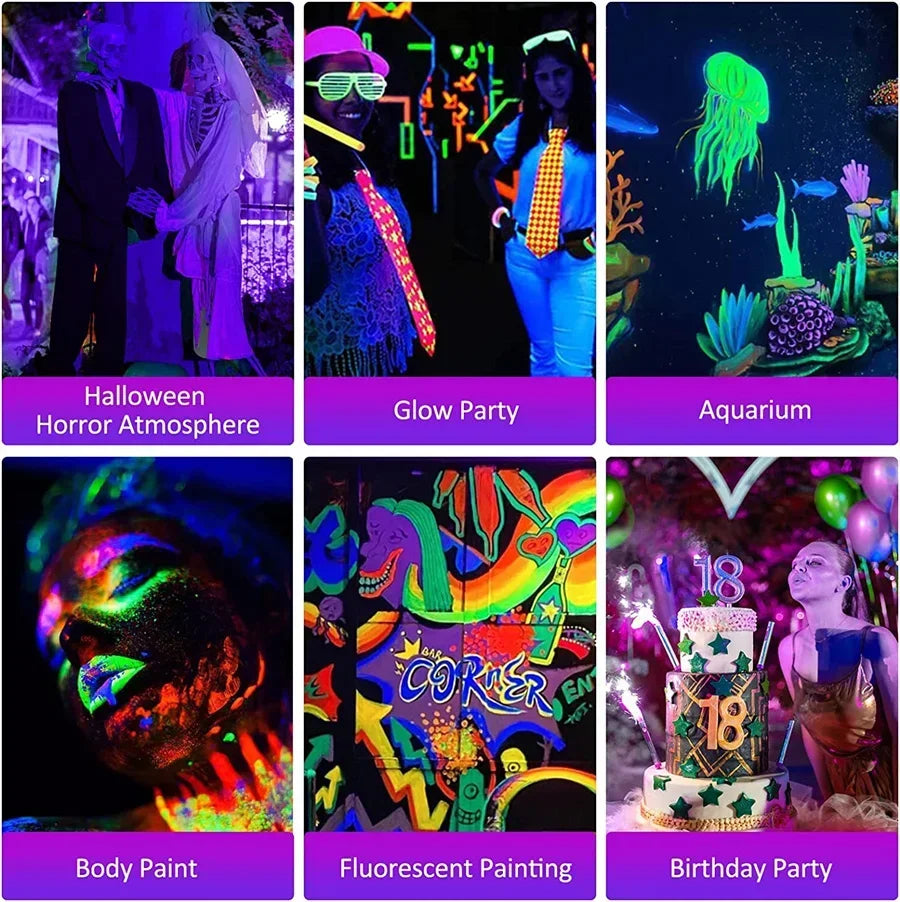 100W 200W LED Black Light Outdoor Blacklight Flood Light with Plug Waterproof Blacklight Spotlight for Neon Glow Party Decor