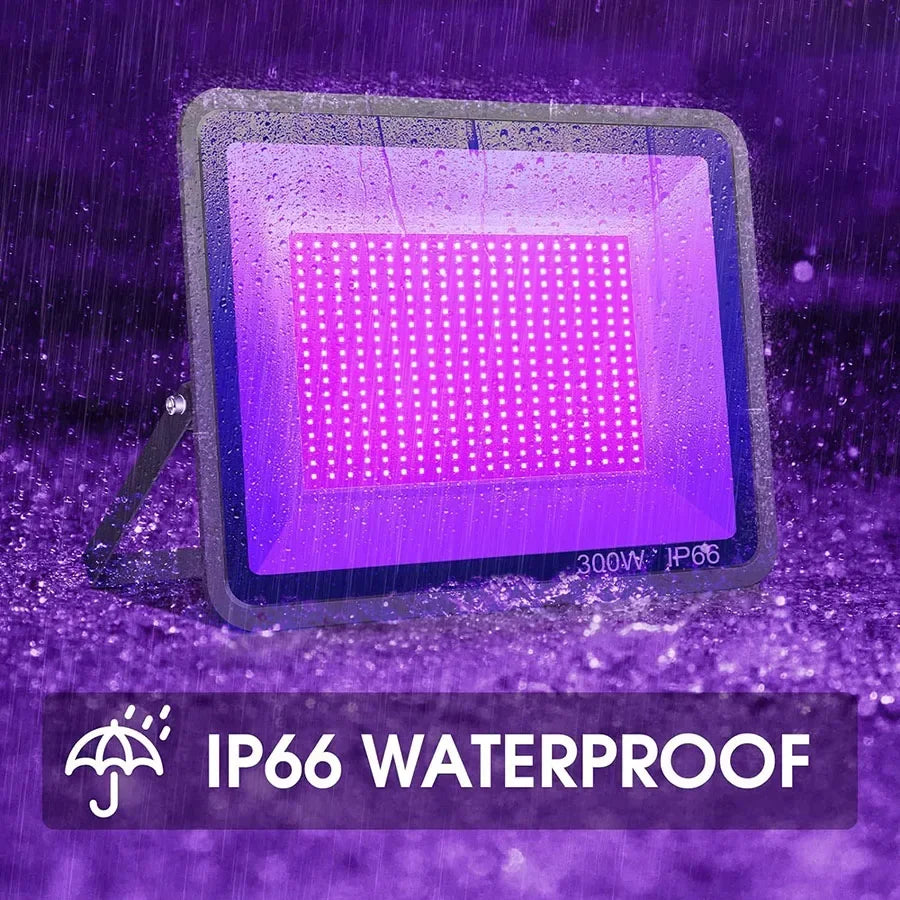 100W 200W LED Black Light Outdoor Blacklight Flood Light with Plug Waterproof Blacklight Spotlight for Neon Glow Party Decor