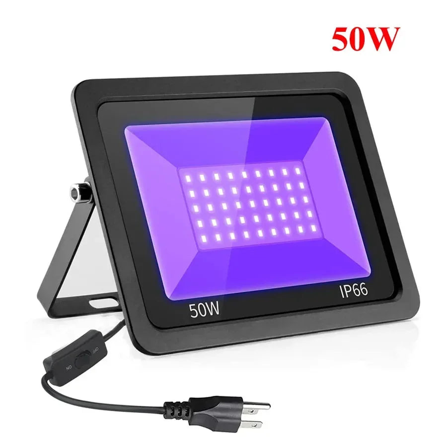100W 200W LED Black Light Outdoor Blacklight Flood Light with Plug Waterproof Blacklight Spotlight for Neon Glow Party Decor