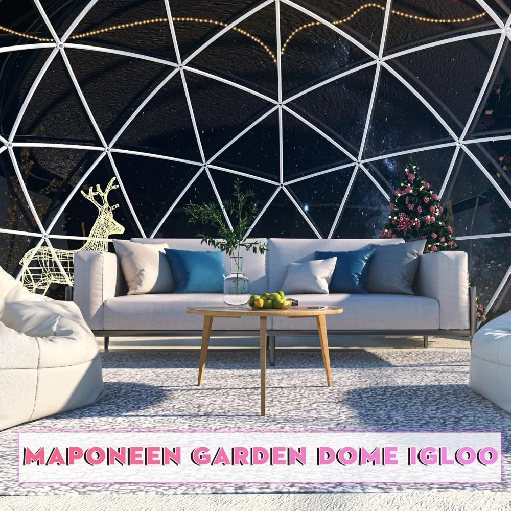 12FT Garden Dome Igloo, Geodesic Dome Greenhouse with PVC Clear Cover, Waterproof Garden Bubble Dome Tent House for Outdoor